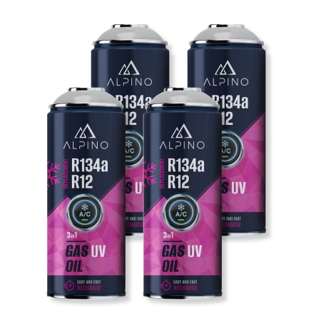 Komplet Alpino gaz do klimatyzacji 2w1 R134a/R12 (Alpino gaz+olej+UV) (4 szt)