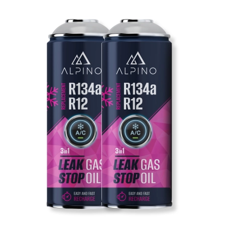 Komplet Alpino gaz do klimatyzacji 3w1 R134a/R12 (Alpino gaz+olej+uszczelniacz) (2 szt)