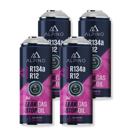 Komplet Alpino gaz do klimatyzacji 3w1 R134a/R12 (Alpino gaz+olej+uszczelniacz) (4 szt)
